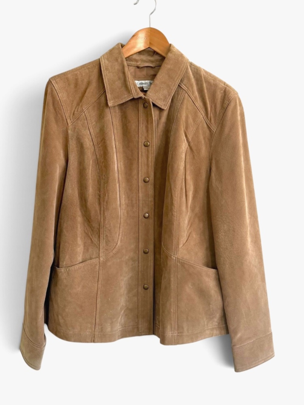 Vintage Coldwater Creek Suede Leather Jacket XL Tan Western Snap Front Boho Y2K